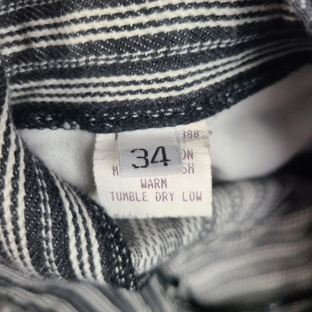 Vintage Wah Maker Frontier Hickory Stripe Railroad Pants Mens 34 Made in USA